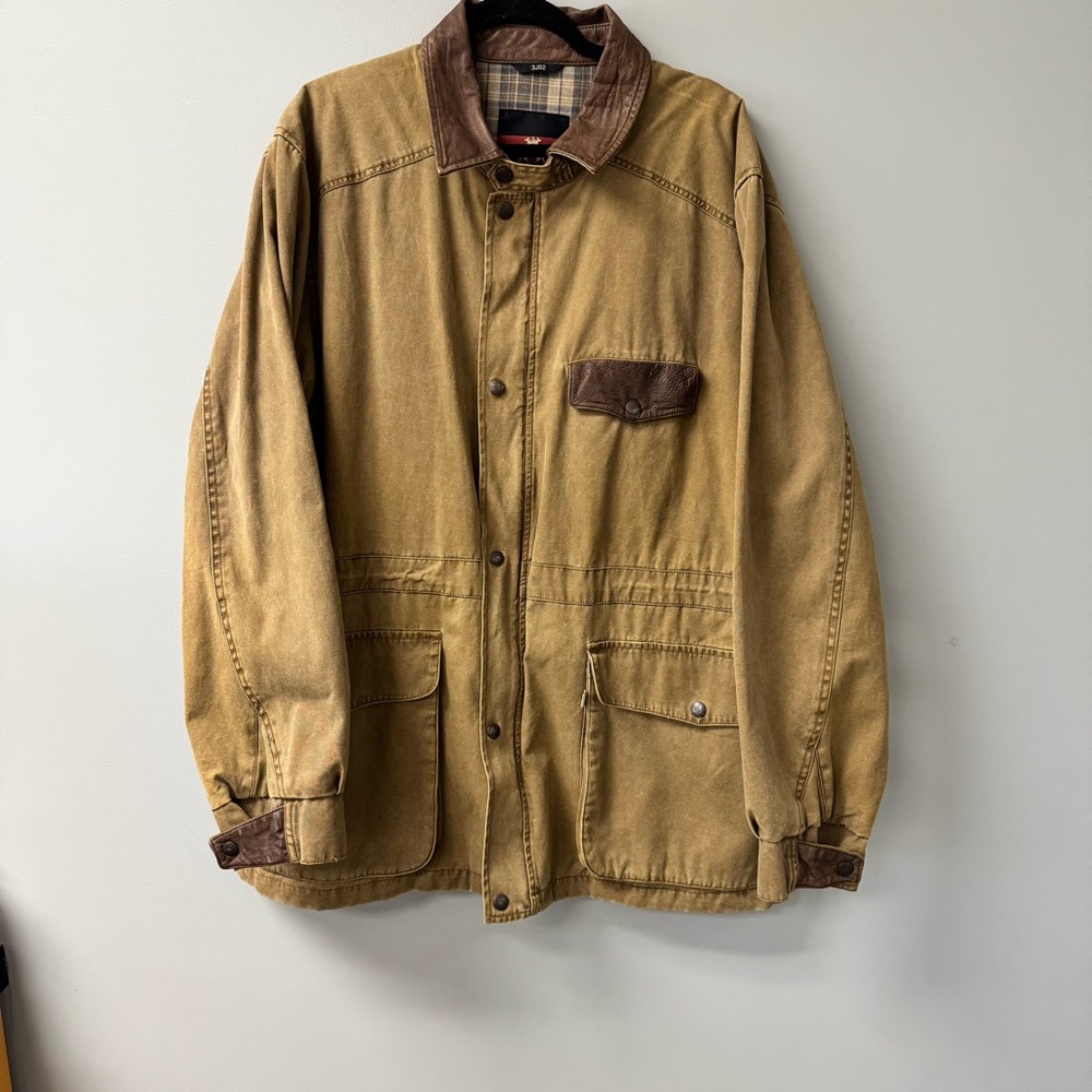 Kakadu Pilbara Chore Jacket With Leather Trim Brown Size XXL